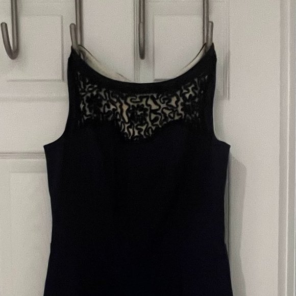 Lilly Pulitzer Fit and Flare Navy Dress with Black Lace Detail - Picture 2 of 4